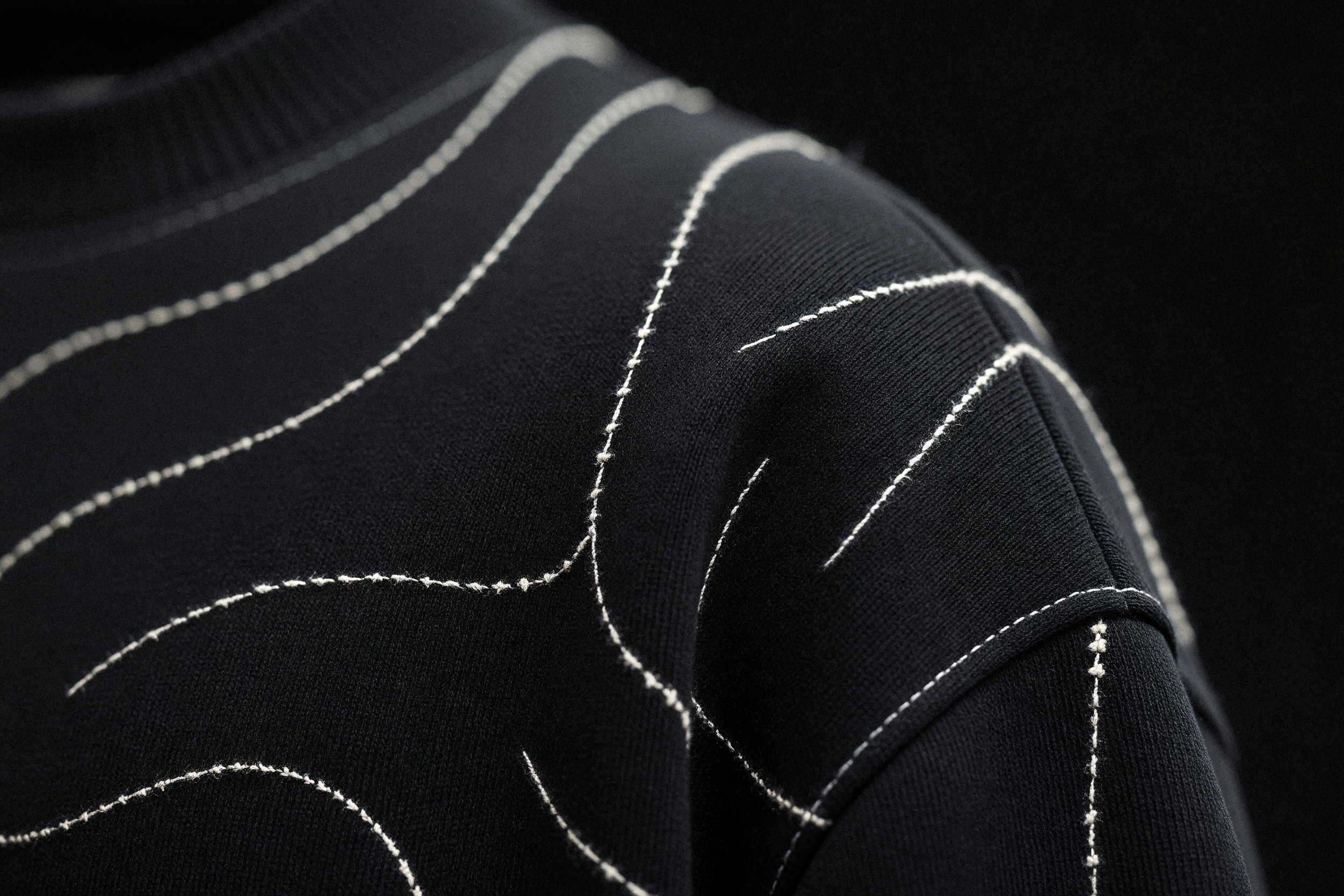 Bone Line Pullover, shoulder and upper body — line composition